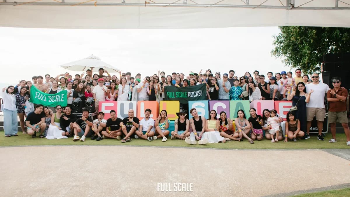 Full Scale employees and their families together at a company event in the Philippines