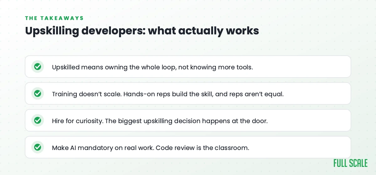 Key takeaways on upskilling developers in the AI era