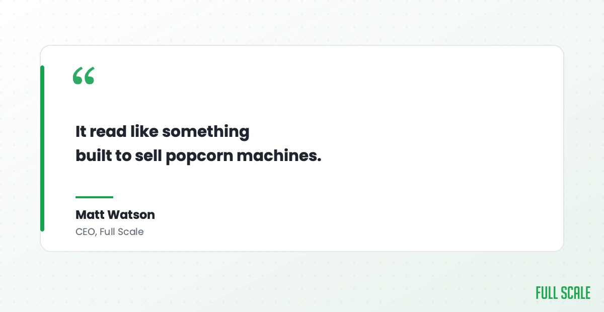 Pull quote: the vendor contract read like something built to sell popcorn machines
