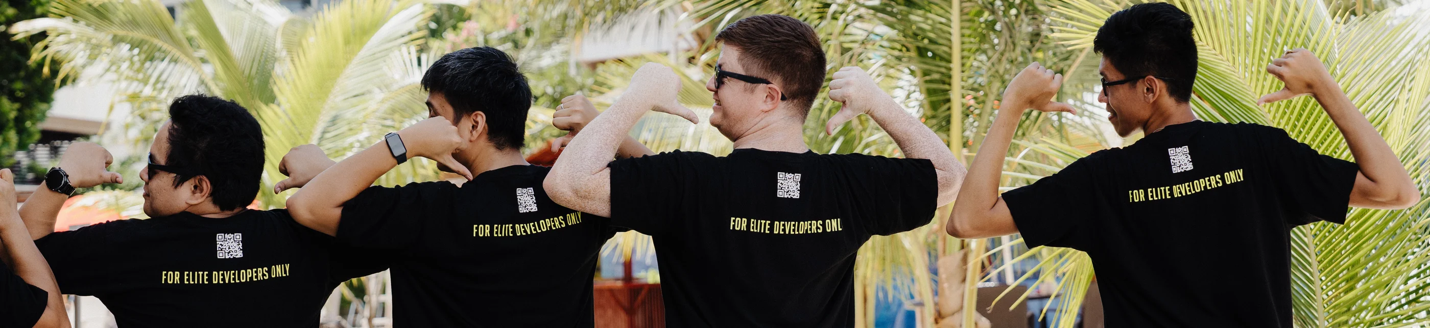 Full Scale engineers together in branded shirts